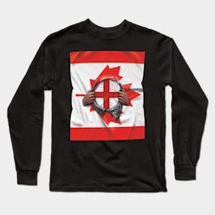 England Flag Canadian Flag Ripped - Gift for English From England Long Sleeve T-Shirt